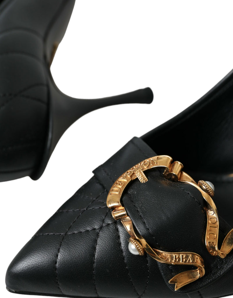 Black Devotion Leather Heels Pumps Shoes Dolce & Gabbana