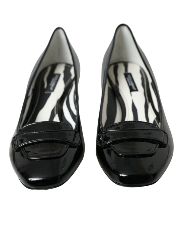 Black Patent Leather Block Heels Pumps Shoes Dolce & Gabbana