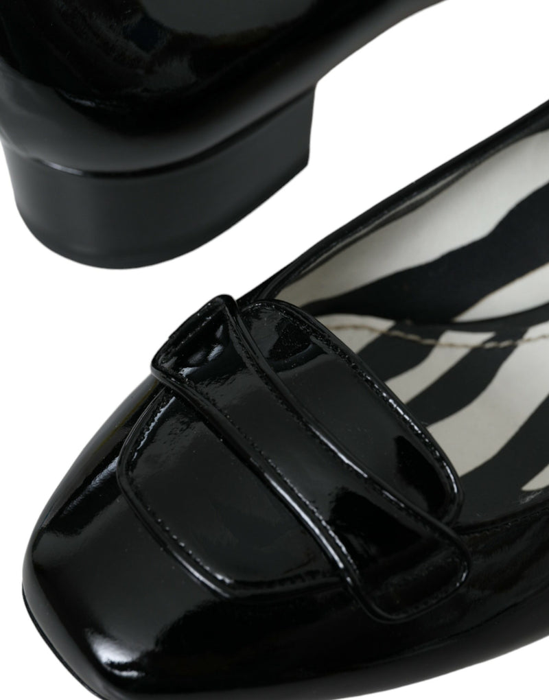 Black Patent Leather Block Heels Pumps Shoes Dolce & Gabbana