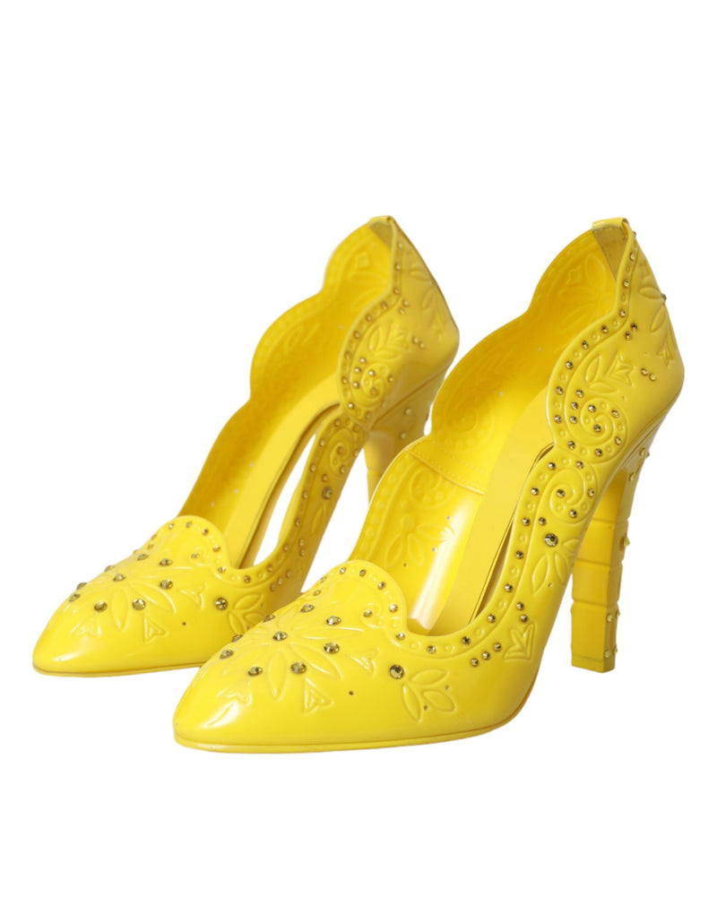 Yellow Crystal CINDERELLA Heels Pumps Shoes Dolce & Gabbana