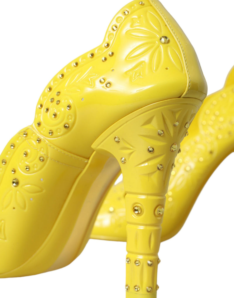 Yellow Crystal CINDERELLA Heels Pumps Shoes Dolce & Gabbana