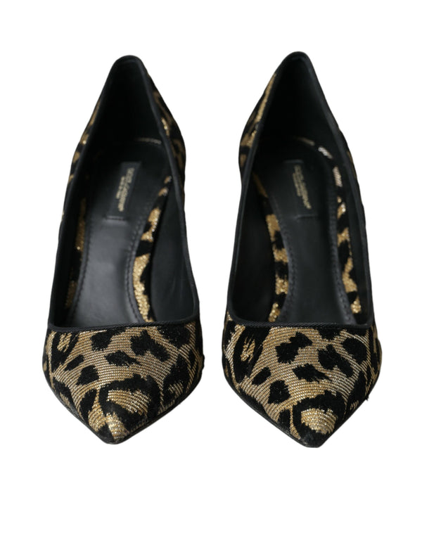 Black Gold Leopard Lurex Heels Pumps Shoes Dolce & Gabbana