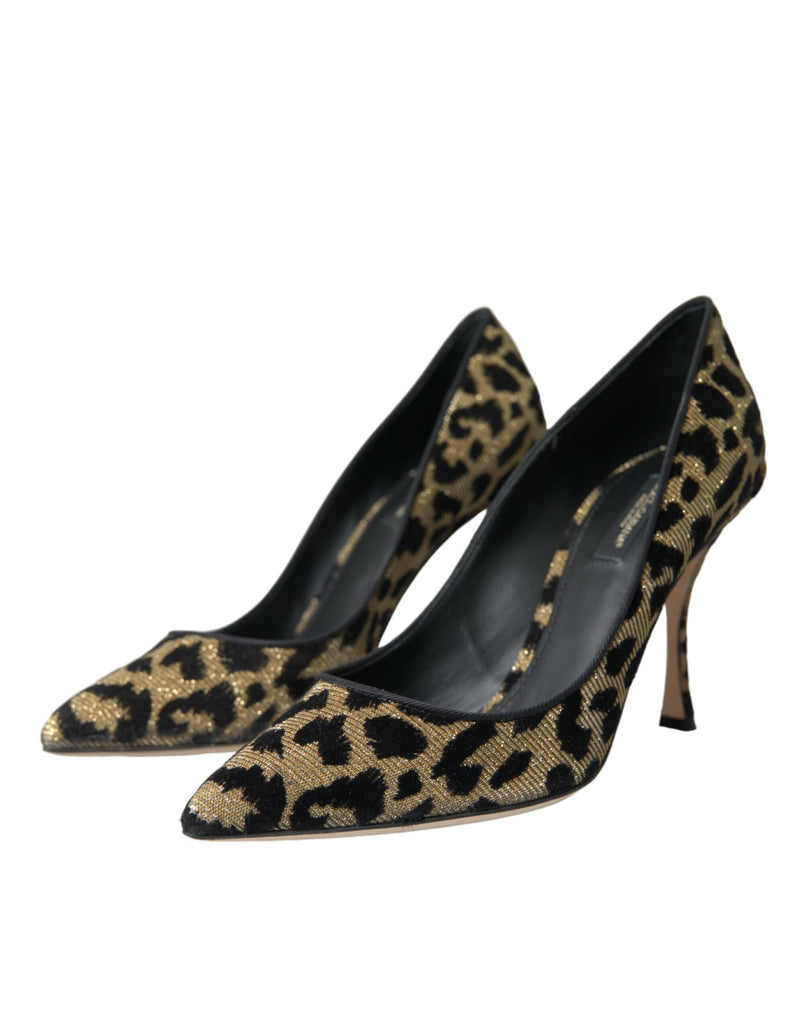 Black Gold Leopard Lurex Heels Pumps Shoes Dolce & Gabbana