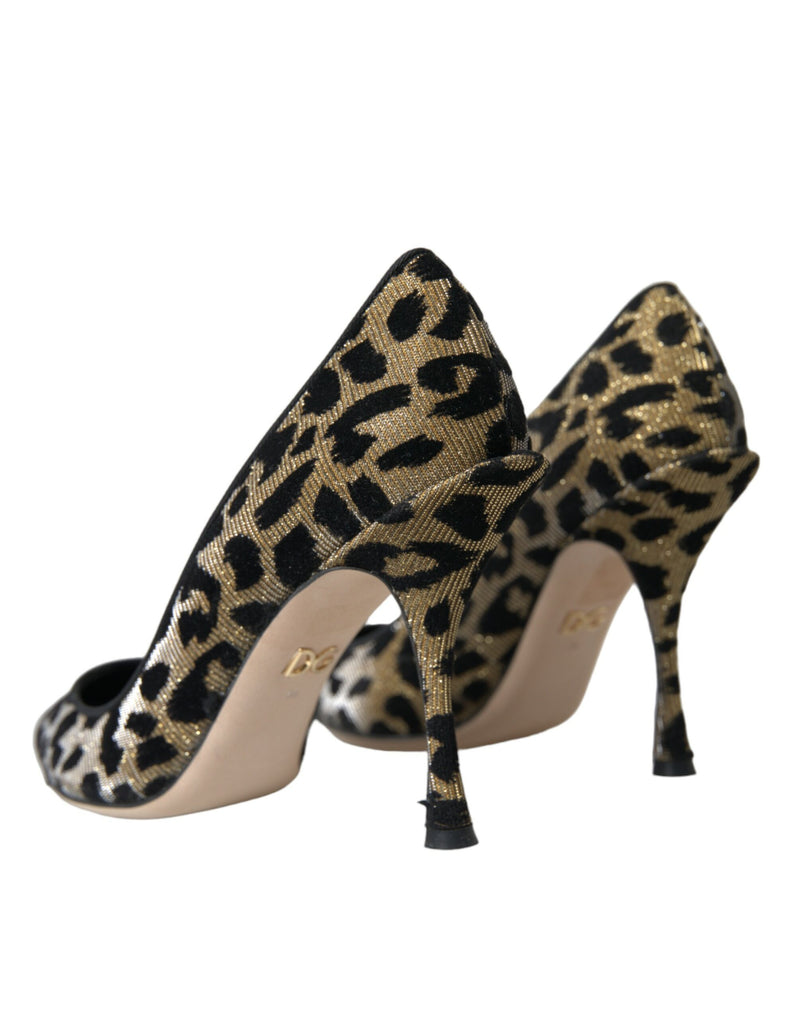 Black Gold Leopard Lurex Heels Pumps Shoes Dolce & Gabbana