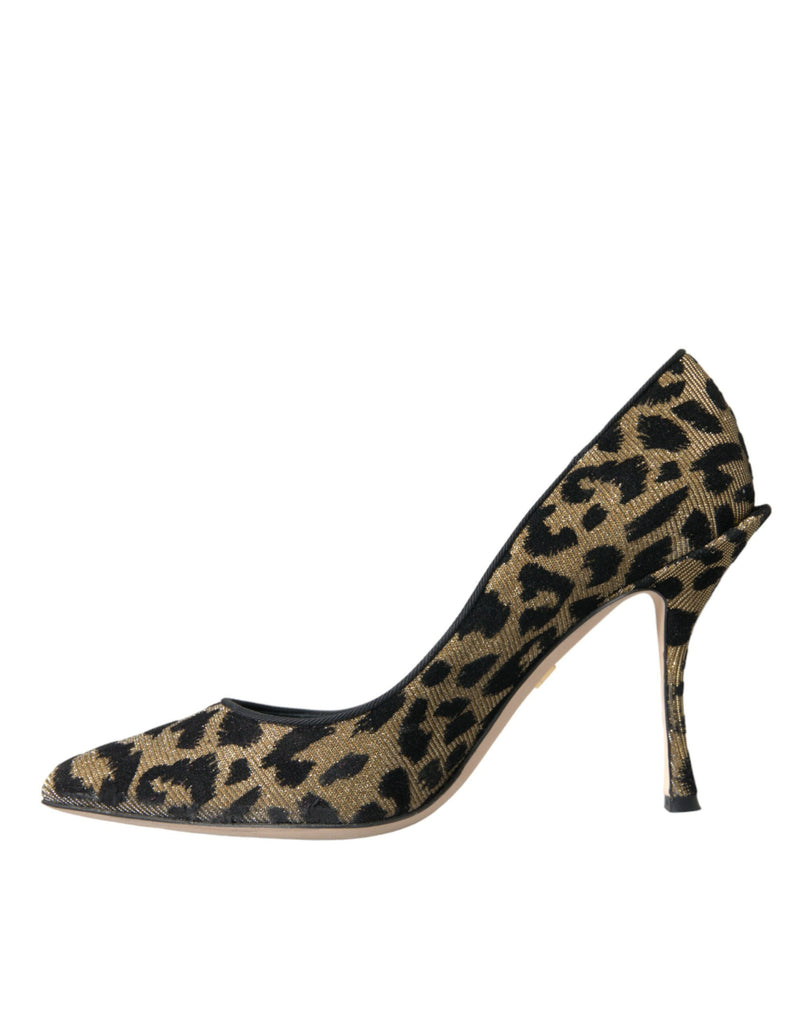 Black Gold Leopard Lurex Heels Pumps Shoes Dolce & Gabbana