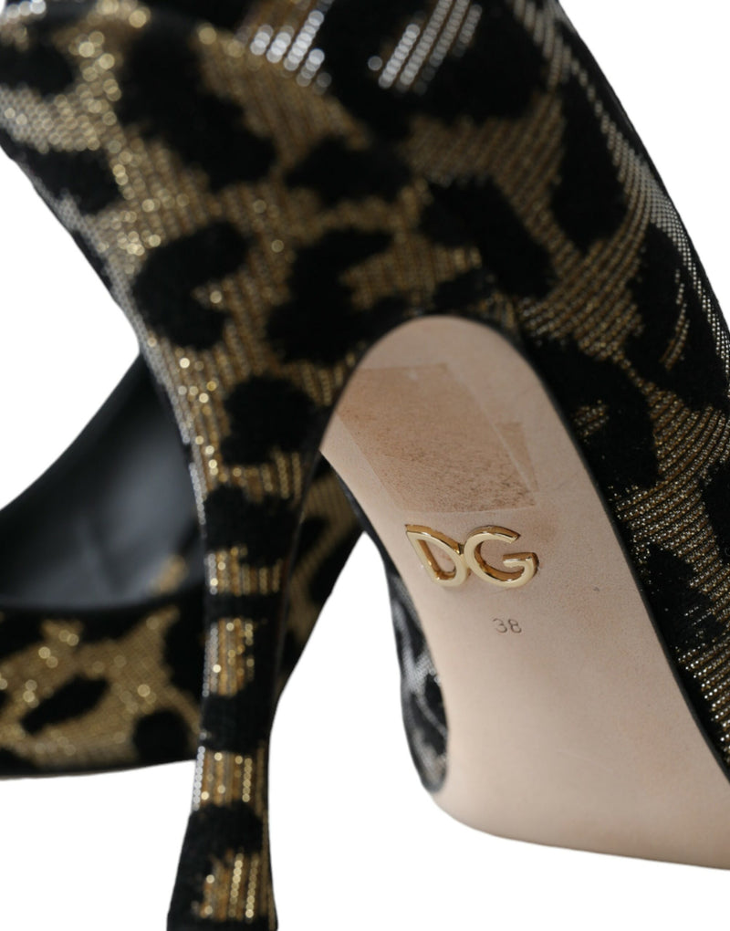 Black Gold Leopard Lurex Heels Pumps Shoes Dolce & Gabbana