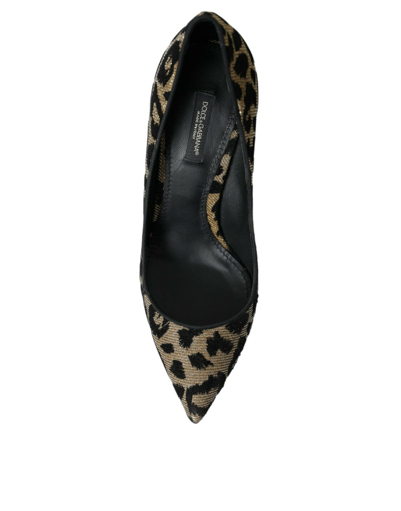 Black Gold Leopard Lurex Heels Pumps Shoes Dolce & Gabbana