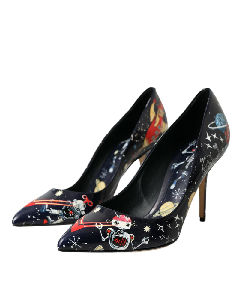 Blue Space Robot Leather Heels Pumps Shoes Dolce & Gabbana