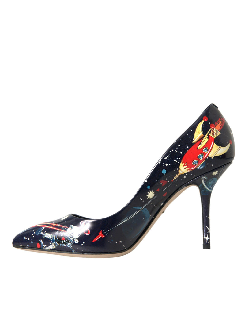 Blue Space Robot Leather Heels Pumps Shoes Dolce & Gabbana