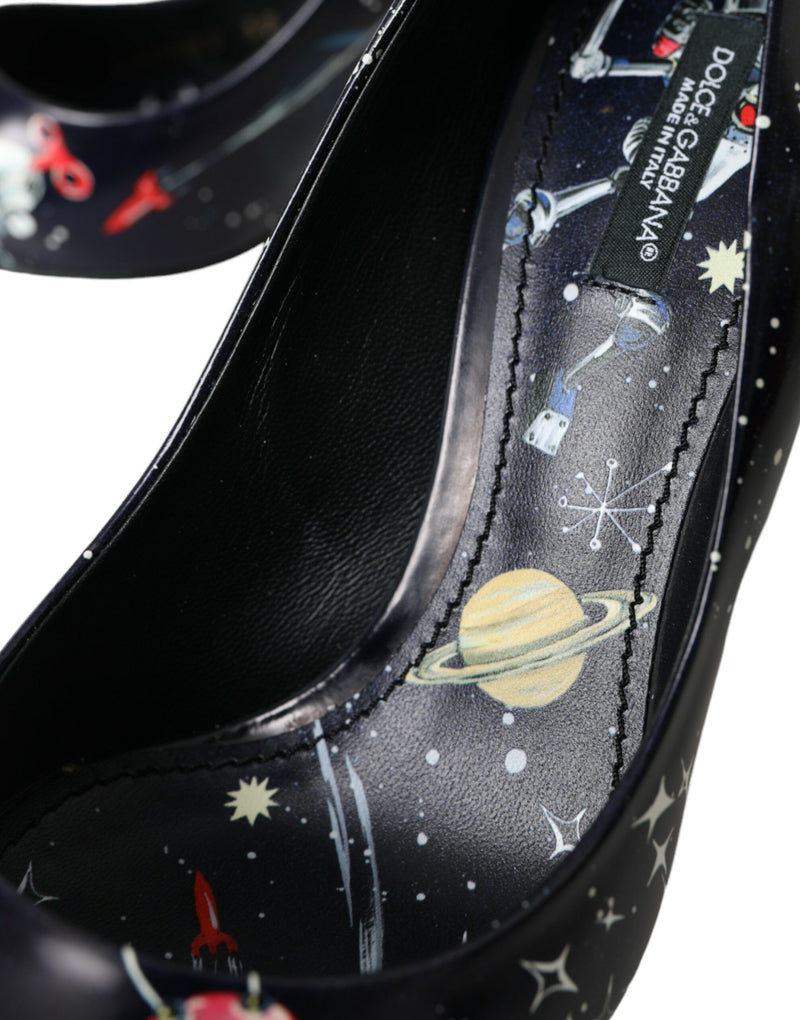 Blue Space Robot Leather Heels Pumps Shoes Dolce & Gabbana