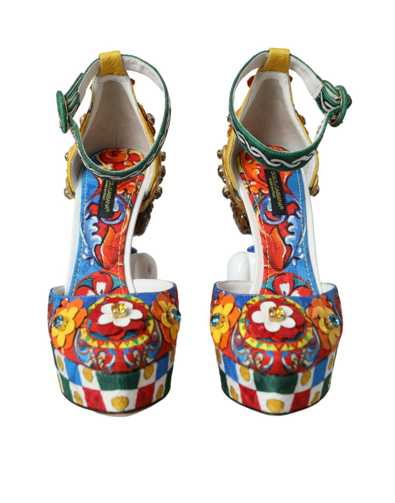 Multicolor Carretto Embellished Sandals Shoes Dolce & Gabbana