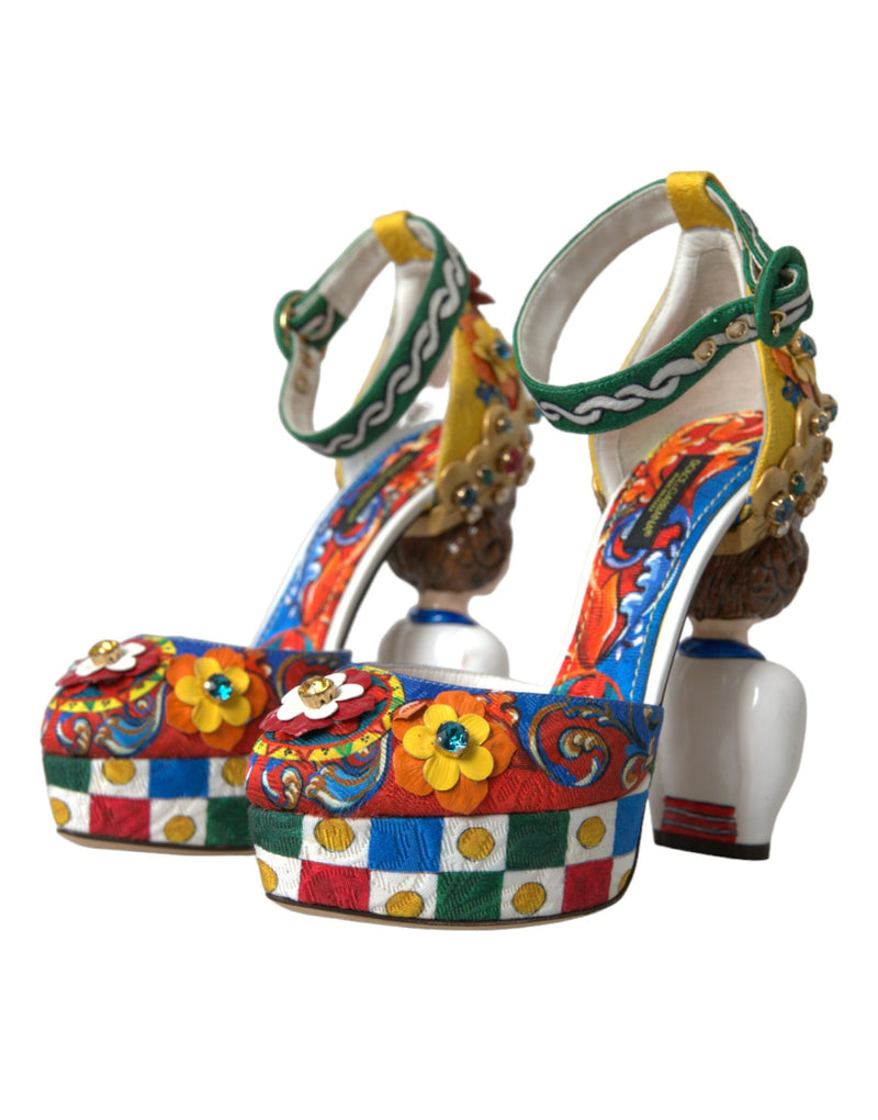 Multicolor Carretto Embellished Sandals Shoes Dolce & Gabbana