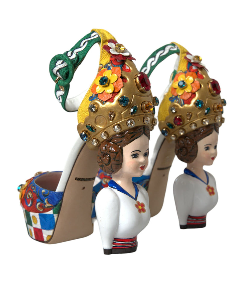 Multicolor Carretto Embellished Sandals Shoes Dolce & Gabbana