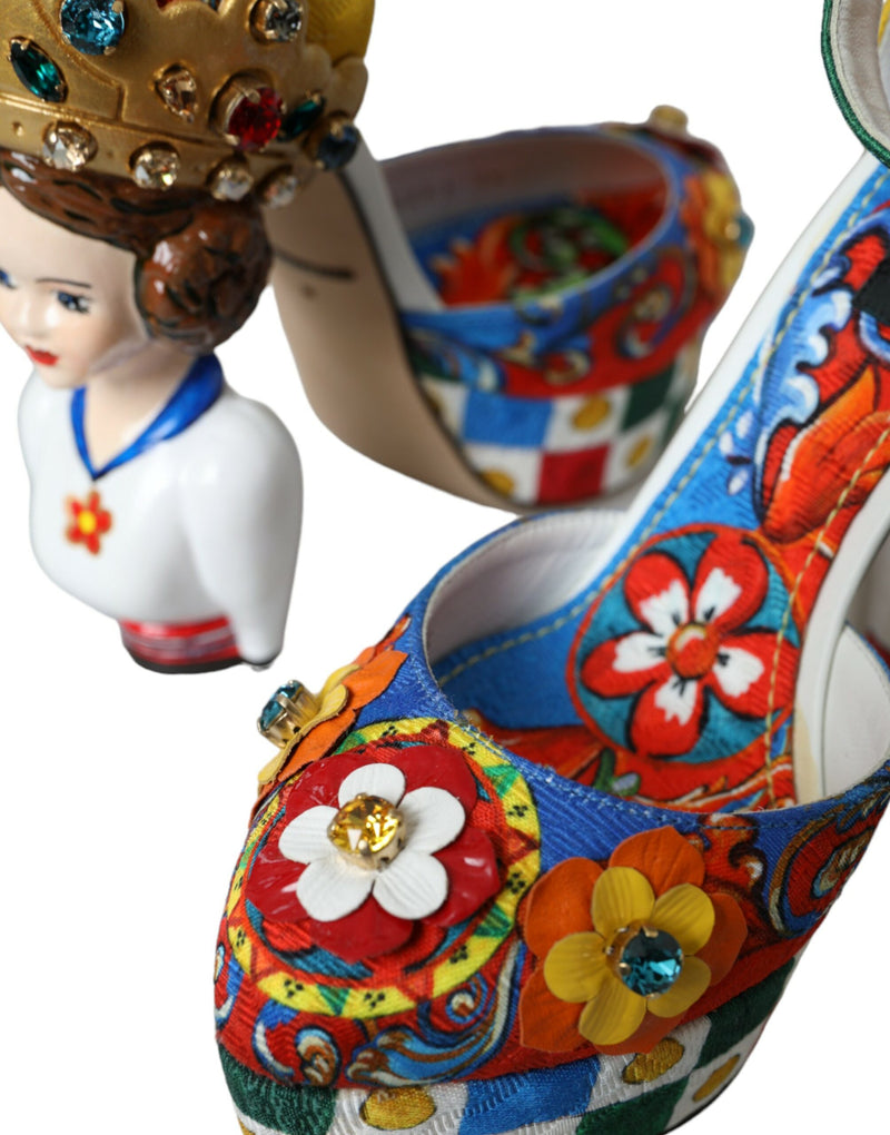 Multicolor Carretto Embellished Sandals Shoes Dolce & Gabbana