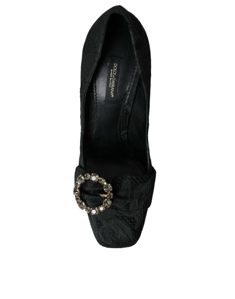 Black Brocade Crystals Heels Pumps Shoes Dolce & Gabbana