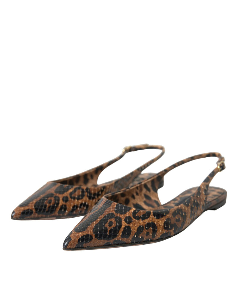 Brown Leopard Exotic Skin Slingback Shoes Dolce & Gabbana