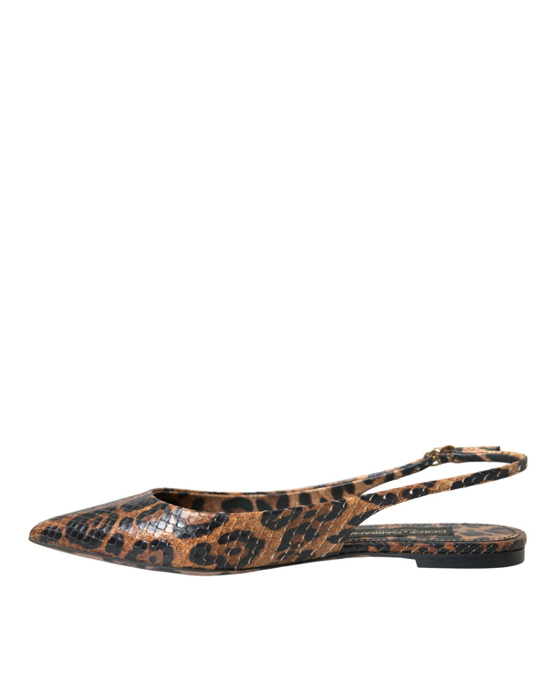 Brown Leopard Exotic Skin Slingback Shoes Dolce & Gabbana