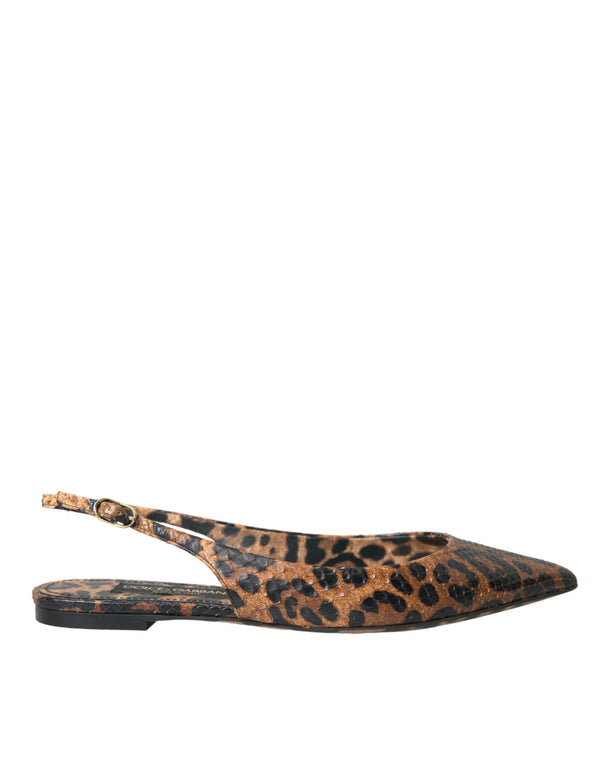 Brown Leopard Exotic Skin Slingback Shoes Dolce & Gabbana