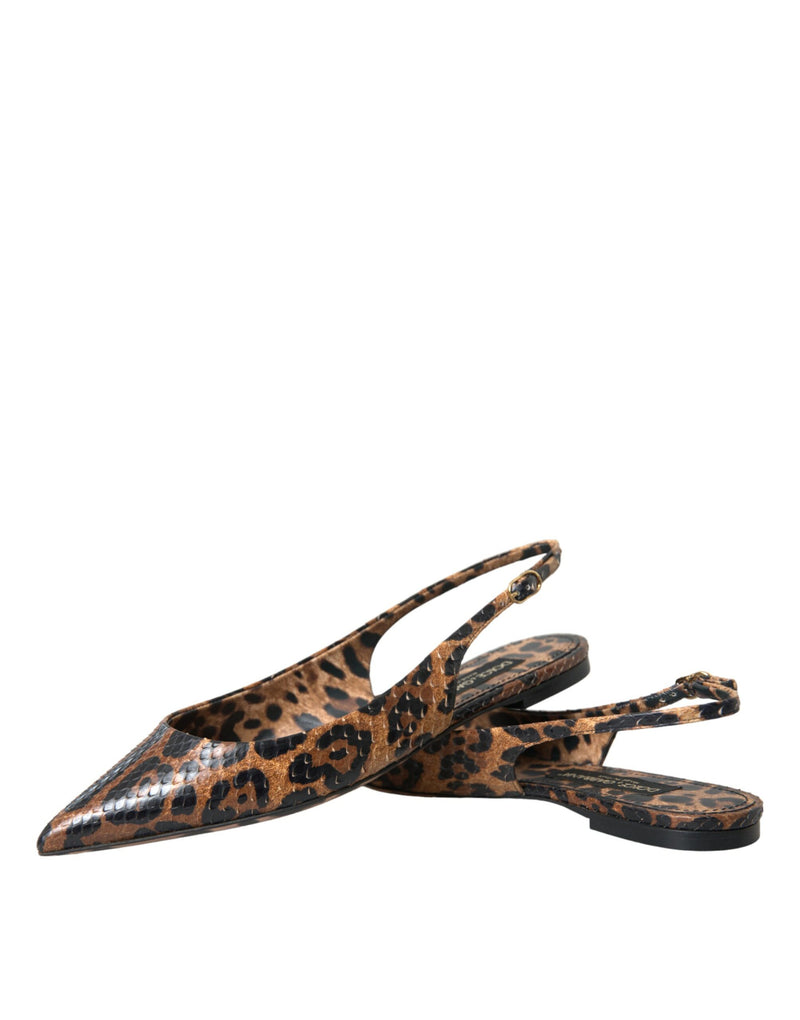 Brown Leopard Exotic Skin Slingback Shoes Dolce & Gabbana