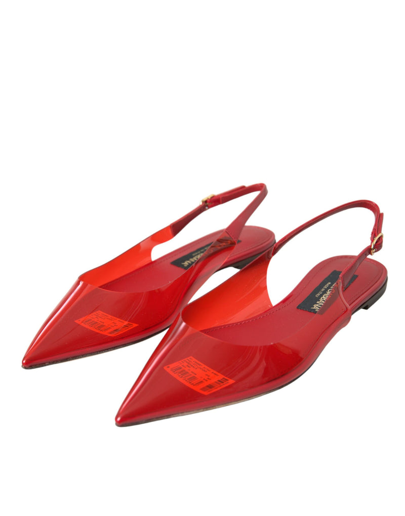 Red PVC Slingback Clear Flats Sandals Shoes Dolce & Gabbana