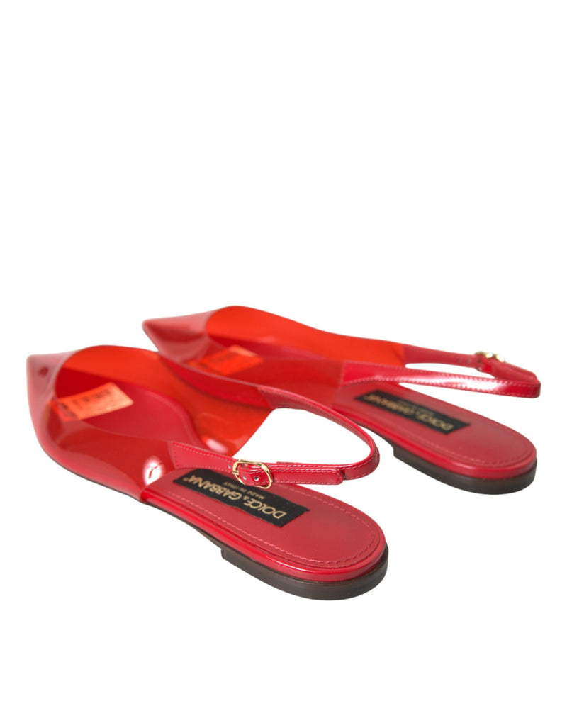 Red PVC Slingback Clear Flats Sandals Shoes Dolce & Gabbana