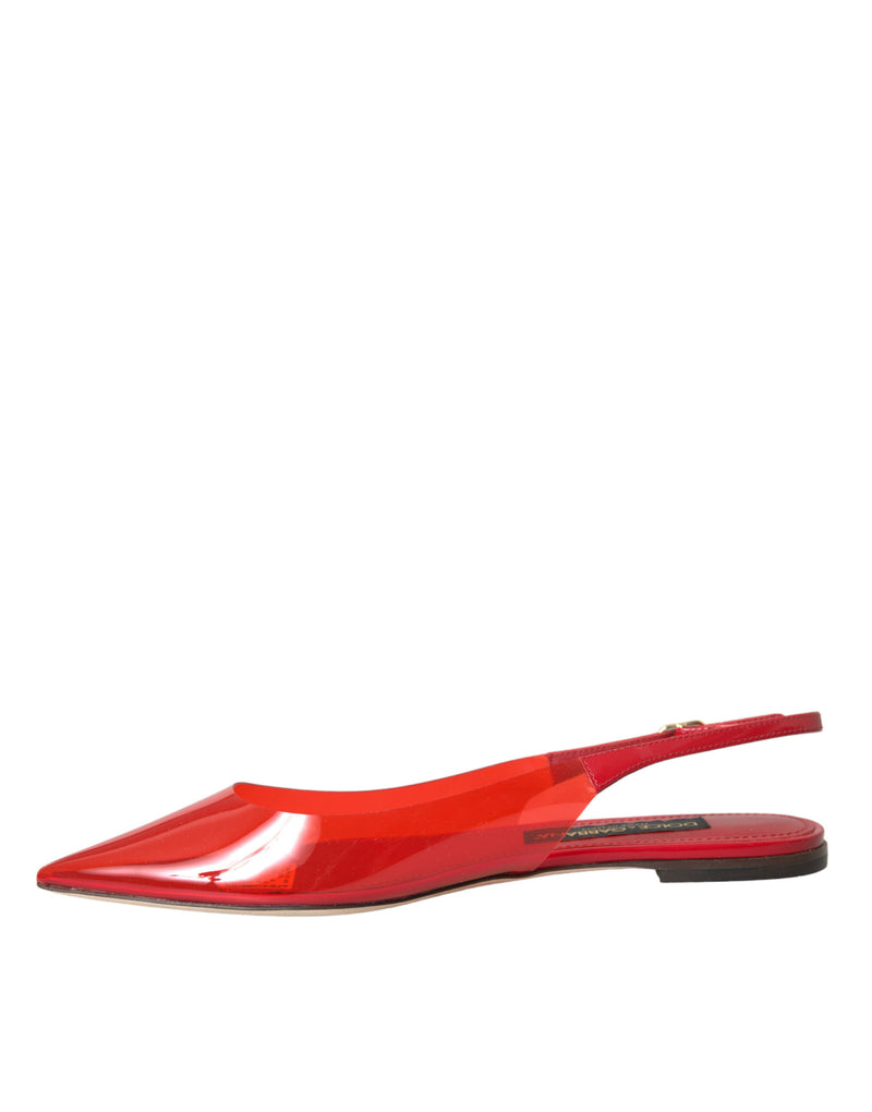 Red PVC Slingback Clear Flats Sandals Shoes Dolce & Gabbana