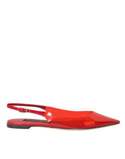 Red PVC Slingback Clear Flats Sandals Shoes Dolce & Gabbana