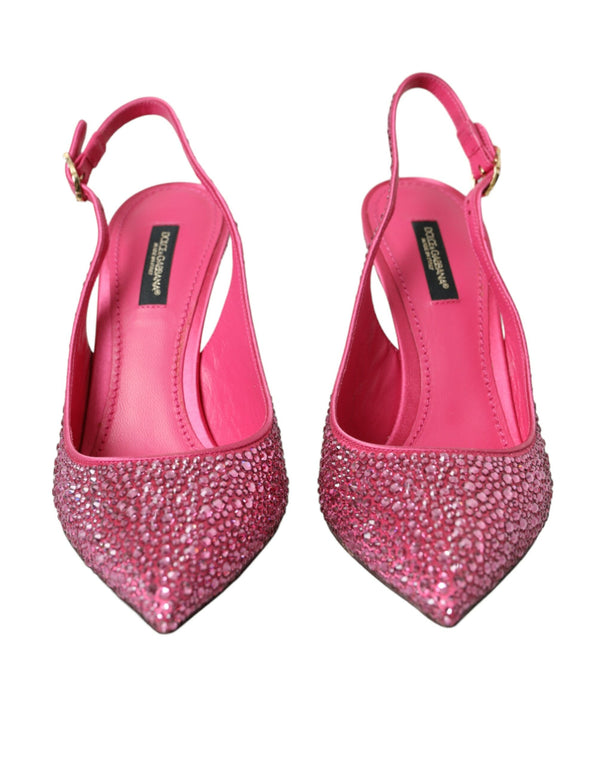 Pink Slingbacks Crystal Pumps Shoes Dolce & Gabbana