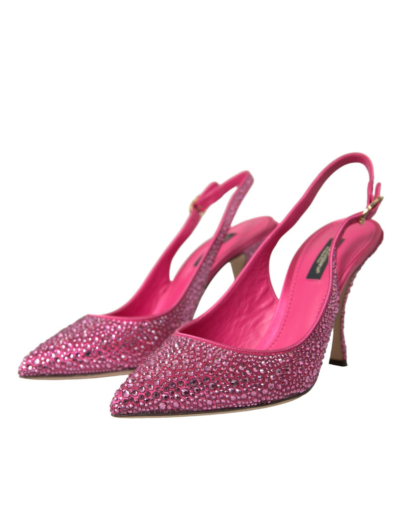 Pink Slingbacks Crystal Pumps Shoes Dolce & Gabbana