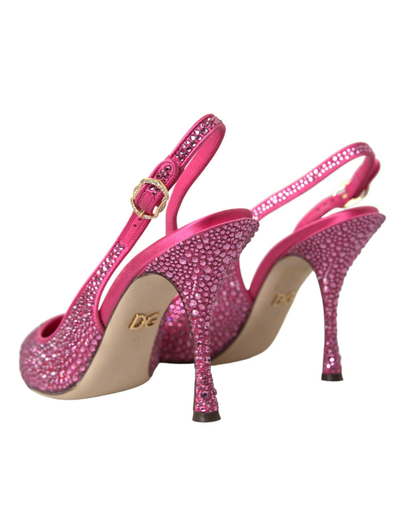 Pink Slingbacks Crystal Pumps Shoes Dolce & Gabbana