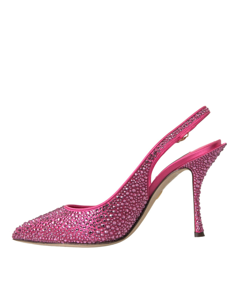 Pink Slingbacks Crystal Pumps Shoes Dolce & Gabbana