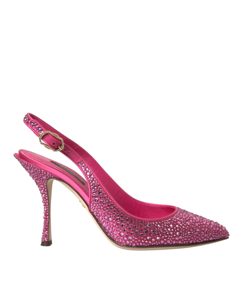 Pink Slingbacks Crystal Pumps Shoes Dolce & Gabbana