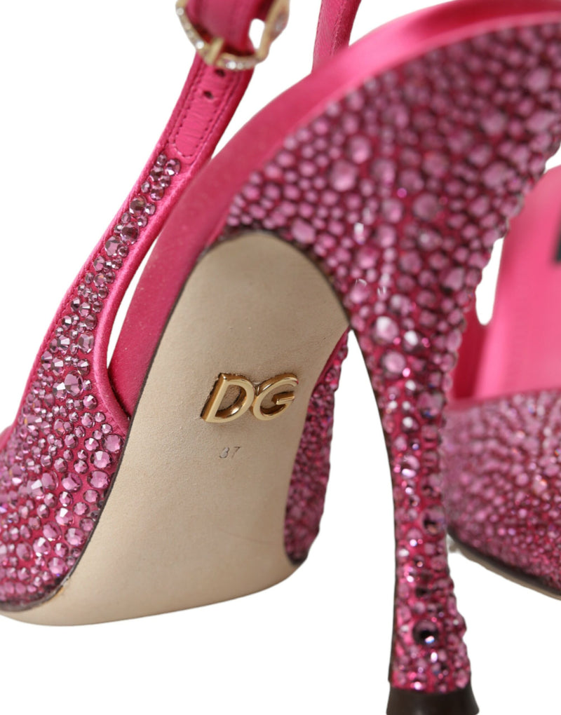 Pink Slingbacks Crystal Pumps Shoes Dolce & Gabbana