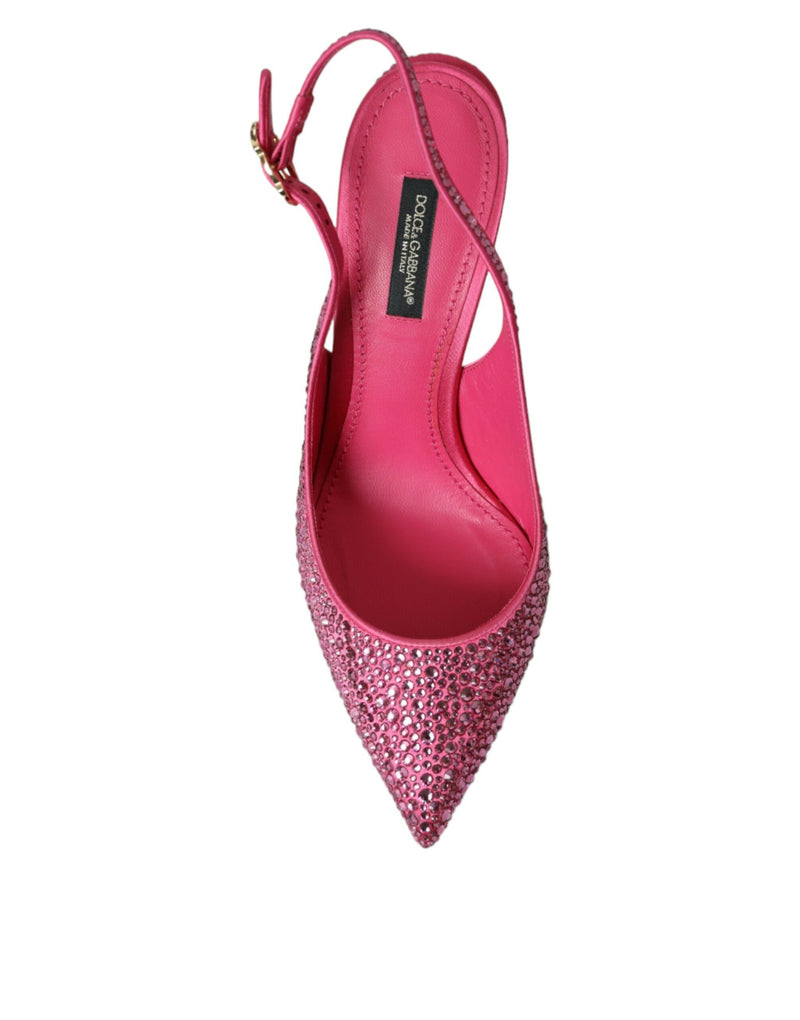 Pink Slingbacks Crystal Pumps Shoes Dolce & Gabbana