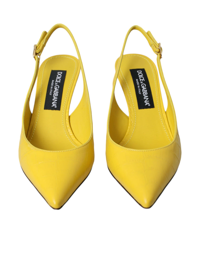 Yellow Leather Slingbacks Heels Shoes Dolce & Gabbana