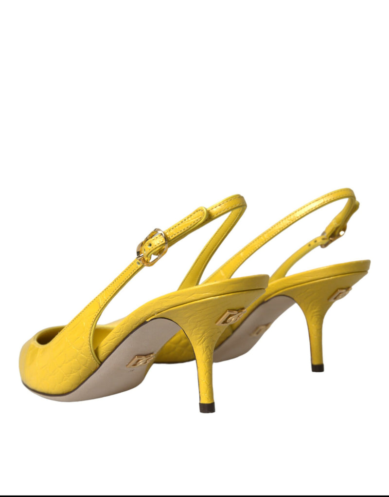 Yellow Leather Slingbacks Heels Shoes Dolce & Gabbana