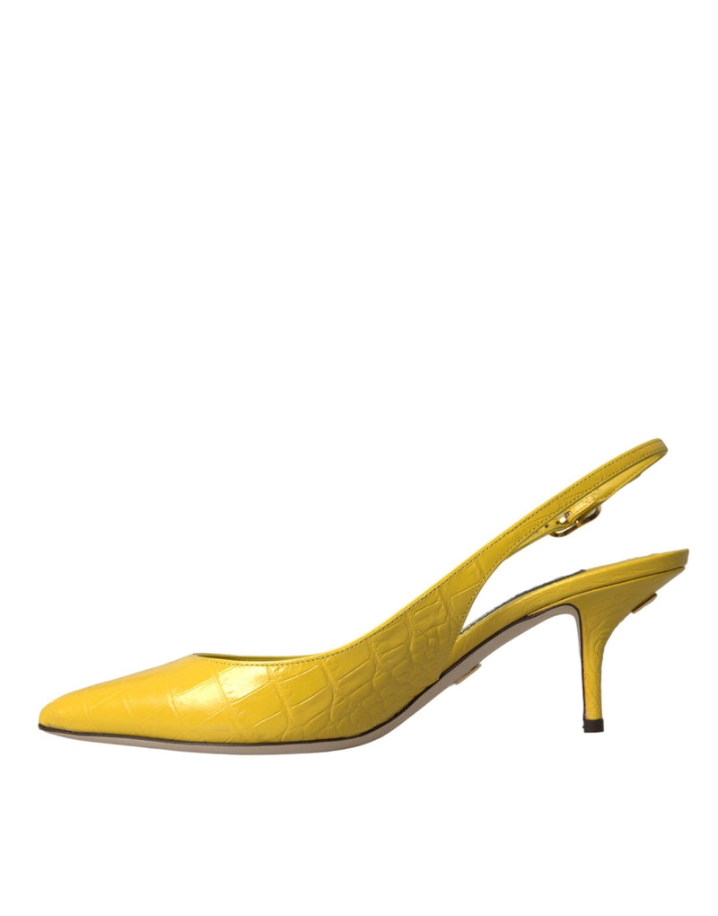 Yellow Leather Slingbacks Heels Shoes Dolce & Gabbana