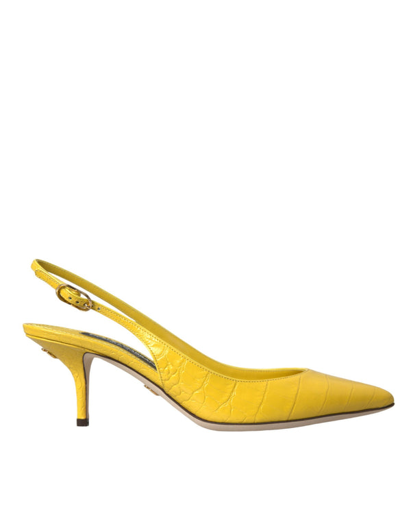 Yellow Leather Slingbacks Heels Shoes Dolce & Gabbana