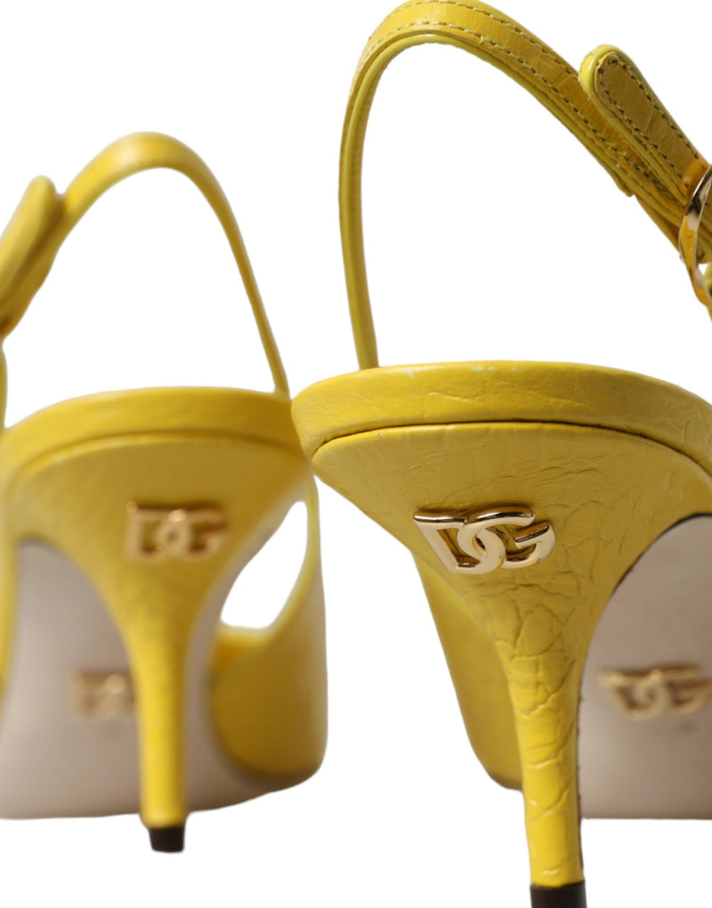 Yellow Leather Slingbacks Heels Shoes Dolce & Gabbana