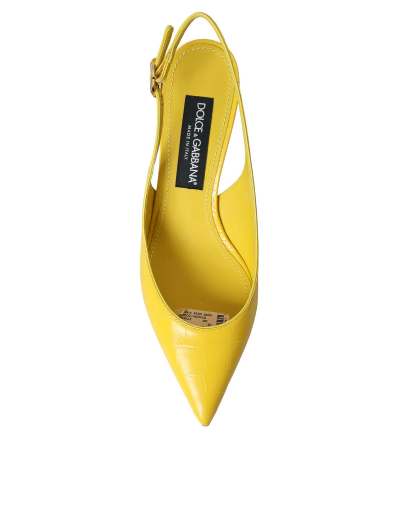 Yellow Leather Slingbacks Heels Shoes Dolce & Gabbana