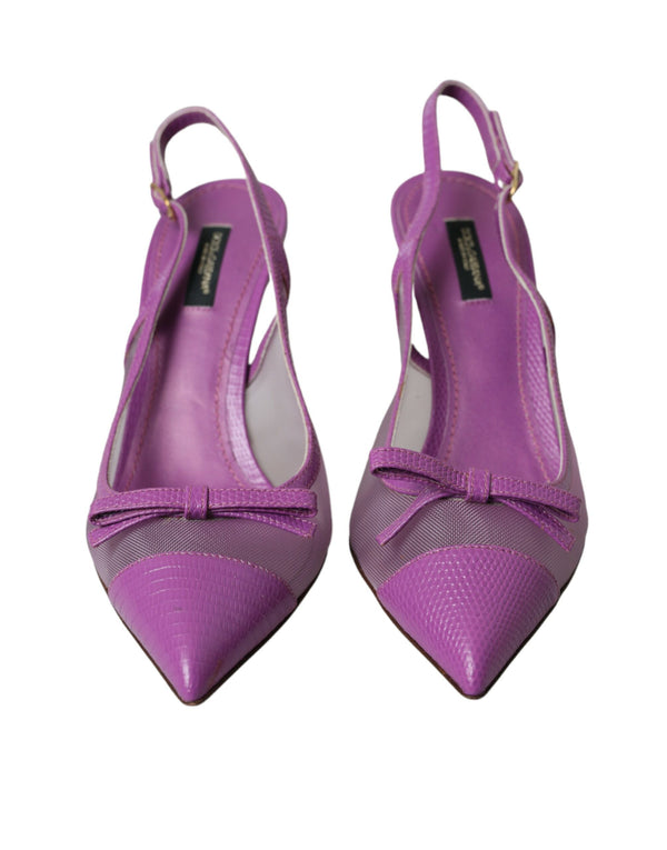 Purple Leather Mesh High Heels Slingback Shoes Dolce & Gabbana