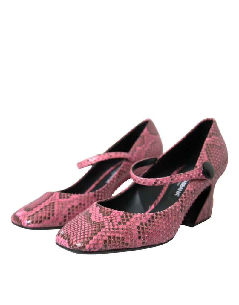 Pink Python Leather Mary Jane Heels Shoes Dolce & Gabbana