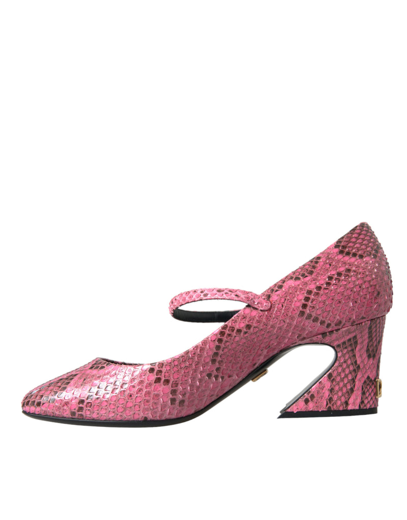 Pink Python Leather Mary Jane Heels Shoes Dolce & Gabbana