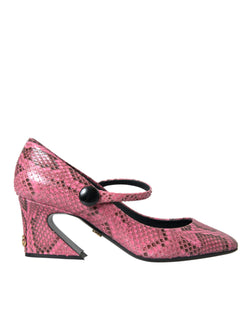 Pink Python Leather Mary Jane Heels Shoes Dolce & Gabbana