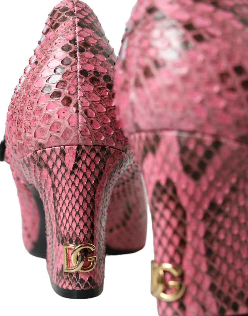 Pink Python Leather Mary Jane Heels Shoes Dolce & Gabbana