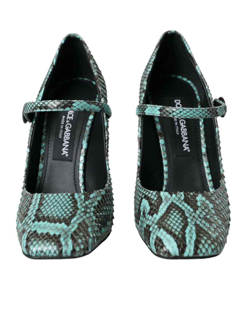 Aqua Python Leather Mary Jane Pumps Shoes Dolce & Gabbana