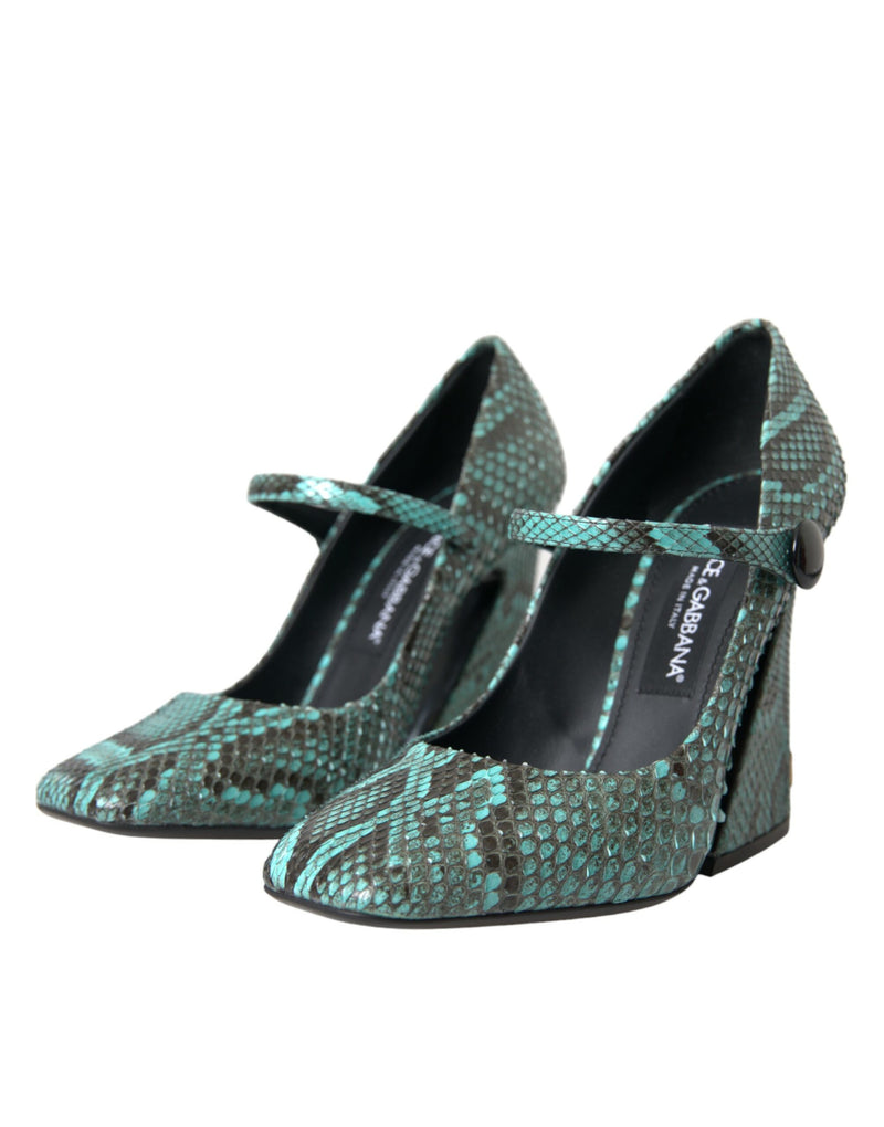 Aqua Python Leather Mary Jane Pumps Shoes Dolce & Gabbana