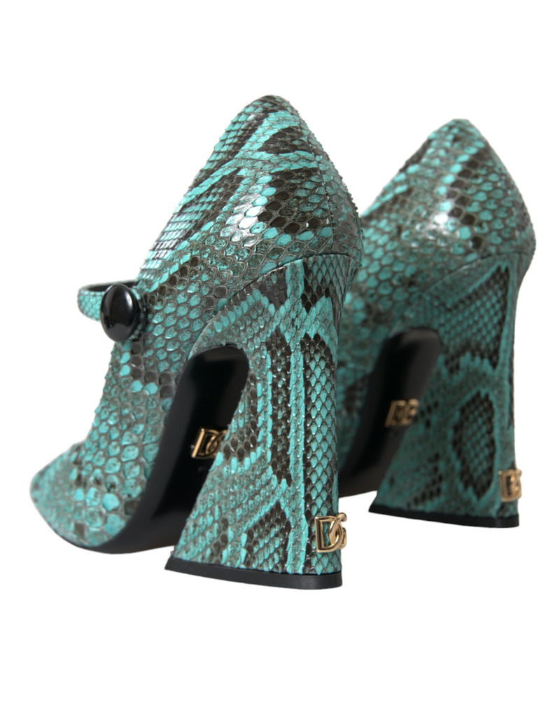 Aqua Python Leather Mary Jane Pumps Shoes Dolce & Gabbana