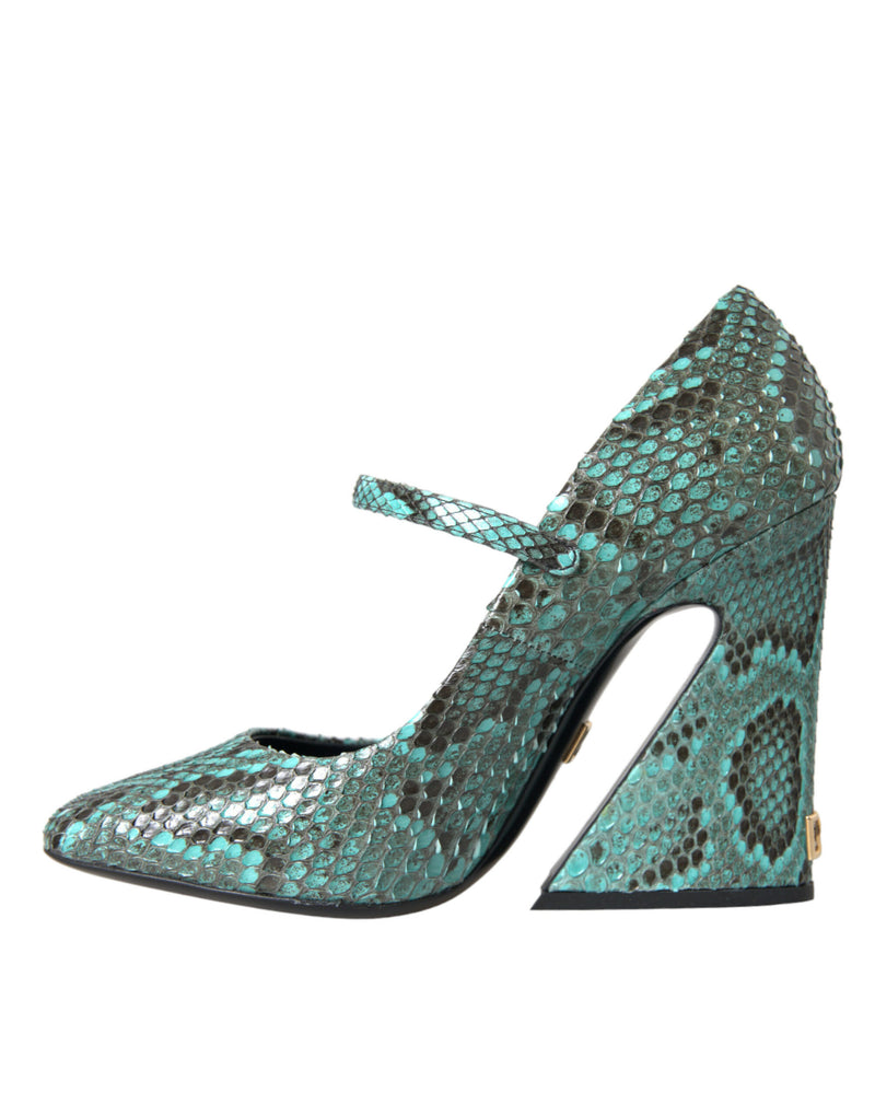 Aqua Python Leather Mary Jane Pumps Shoes Dolce & Gabbana