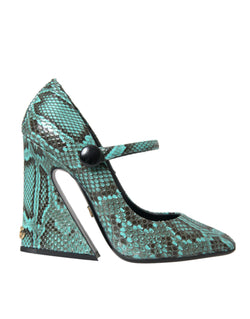 Aqua Python Leather Mary Jane Pumps Shoes Dolce & Gabbana